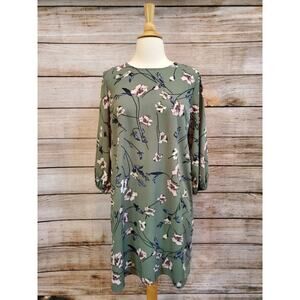 Mia & Tess Long Sleeve Dress Green Floral Large